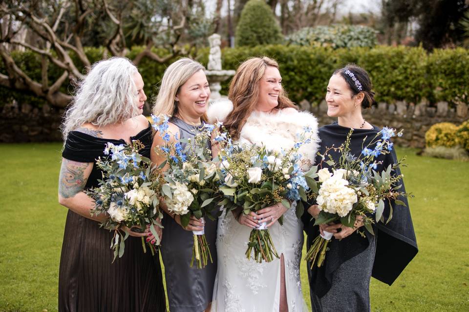 Bride and bridesmaids
