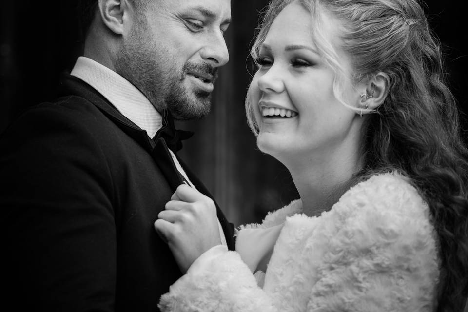 Black and white bride and groom