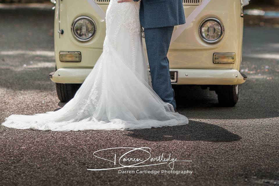 Bride and Groom with Camper