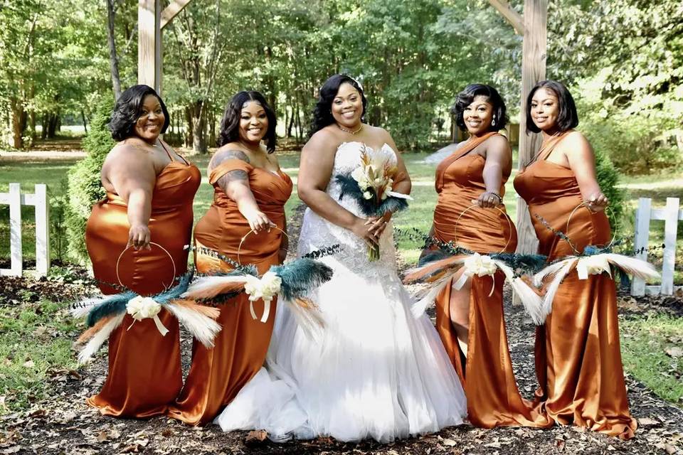 Burnt Orange Satin Bridesmaid