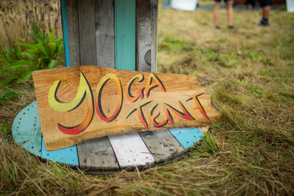 Yoga tent sign