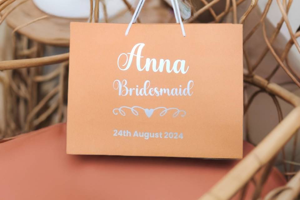 Orange bridesmaid gift bag