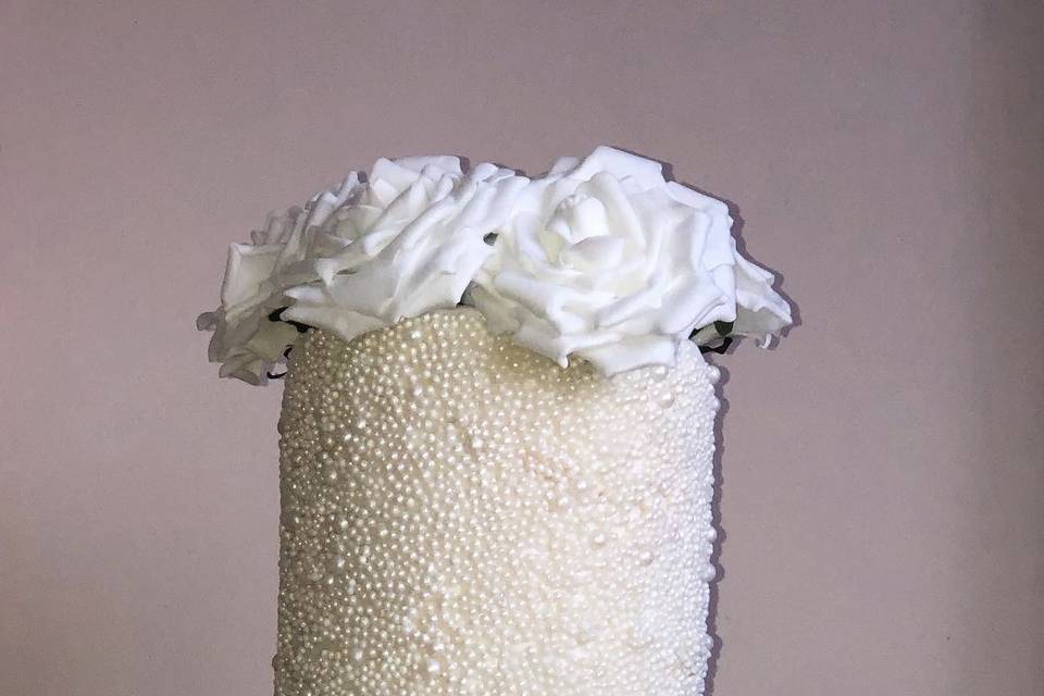 All white wedding cake