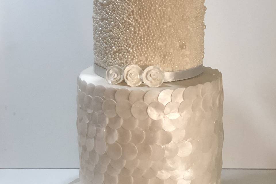 All white wedding cake