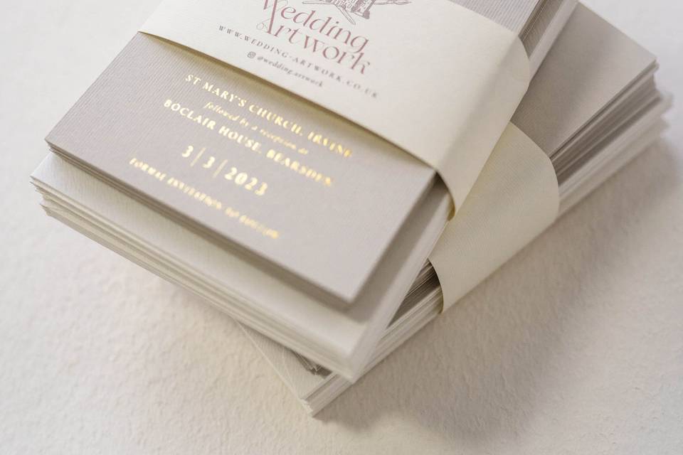 Gold foiled save the dates