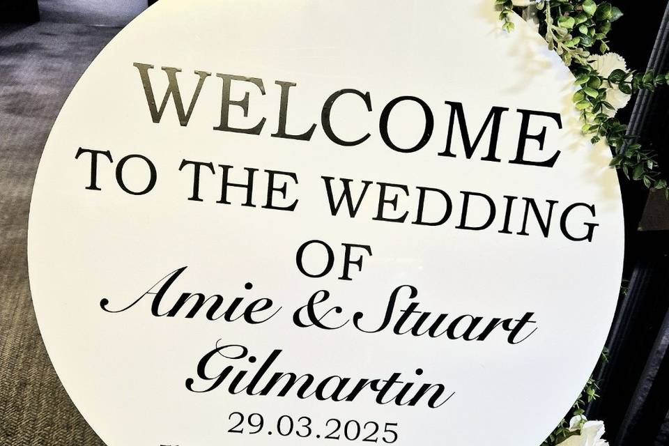 Personalised welcome sign