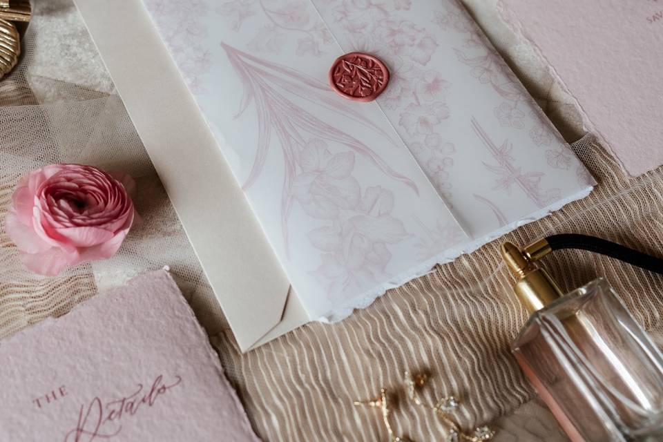 Vellum wrap invitation