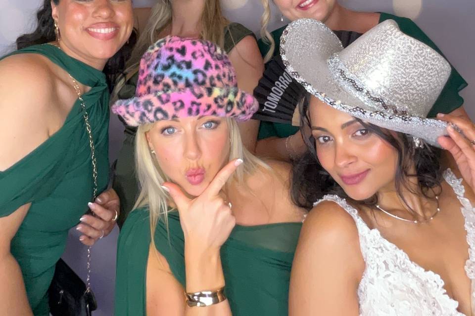 Bride and bridesmaids using bo