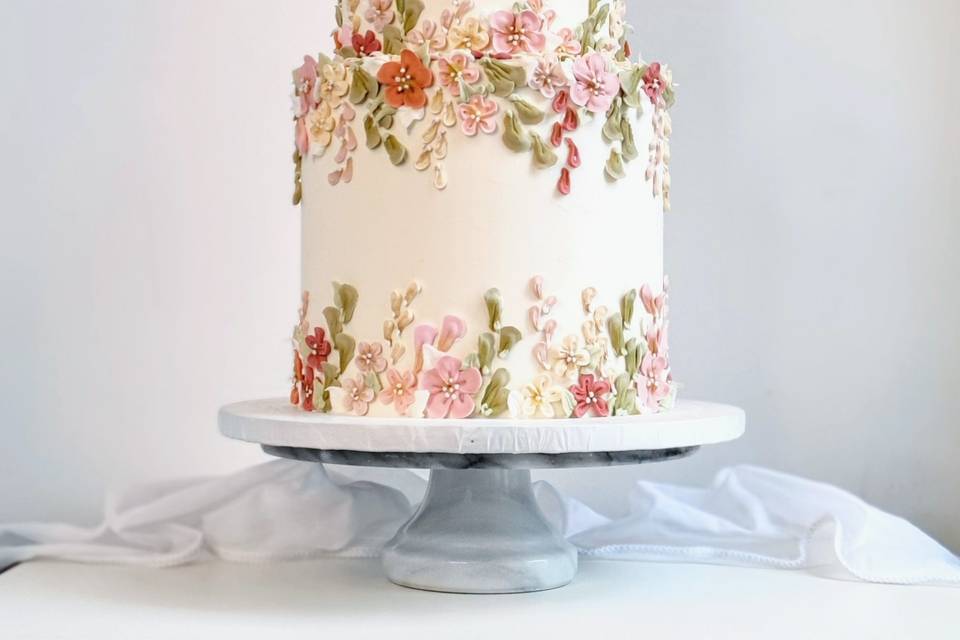 Blush Floral Wedding Cake