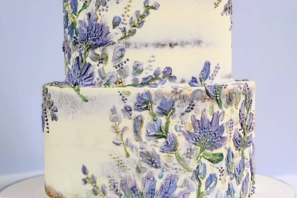 Painted Flower Wedding Cake