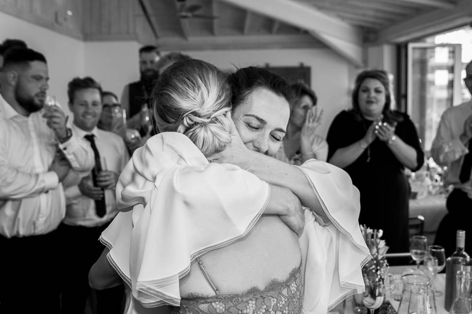 A tearful hug