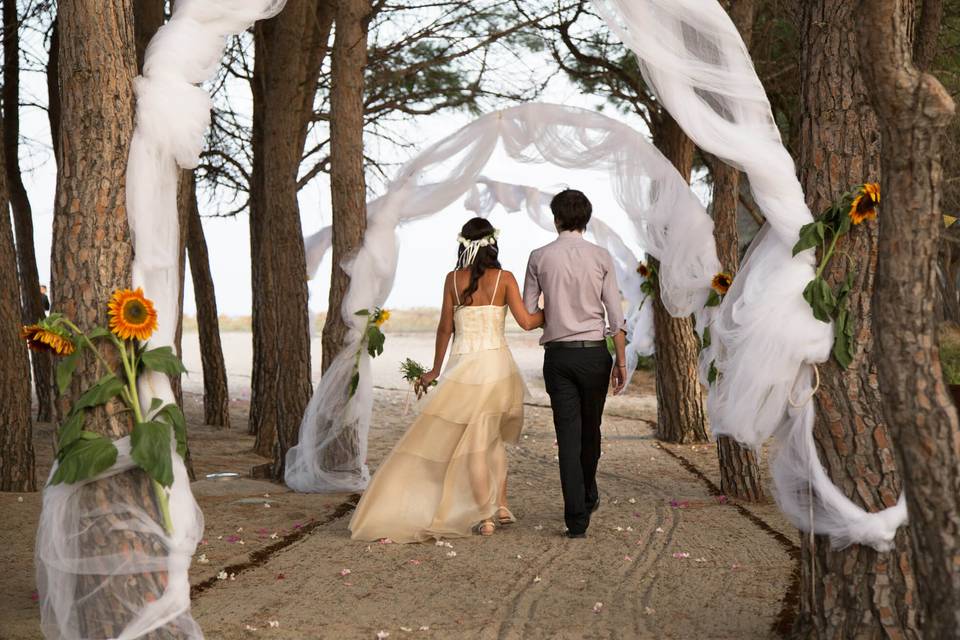 Arrival of bride and groom