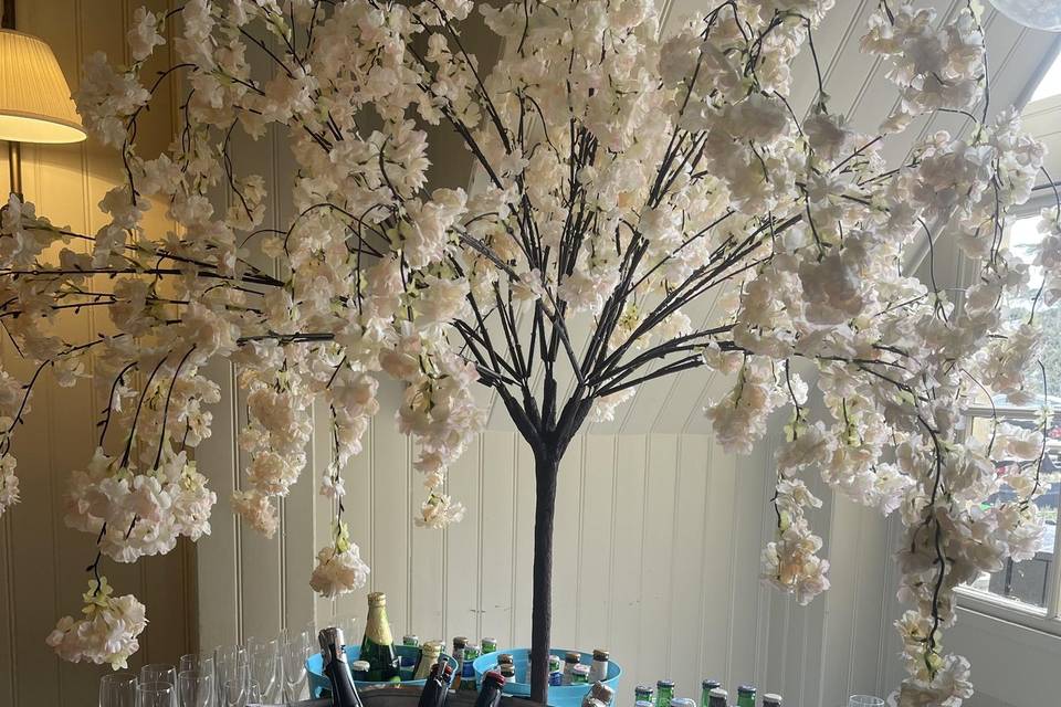 Drinks table blossom tree