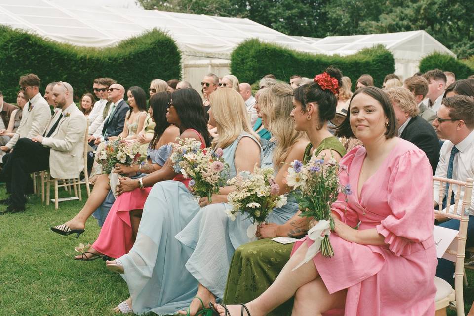 Bridesmaids in the front row