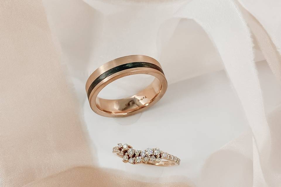 Two Tone Gold & Carbon Wedding