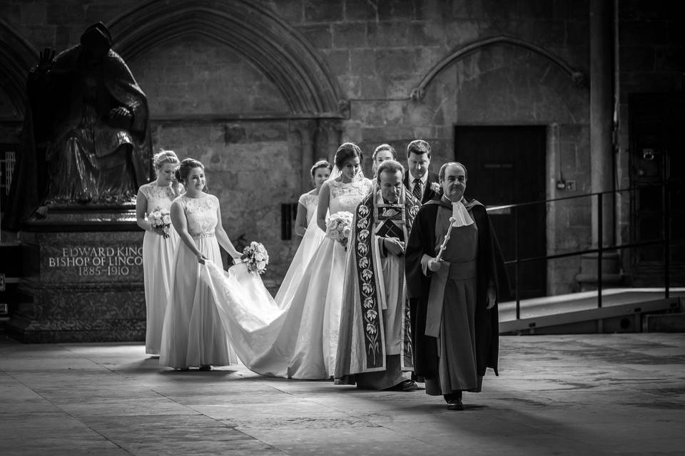 Wedding party Lincoln Cathedral