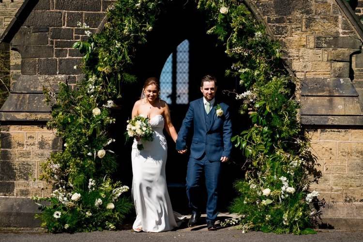 White and green arches