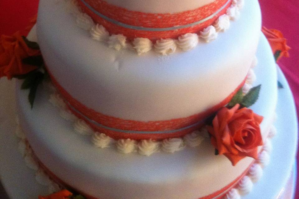 Orange and white with roses