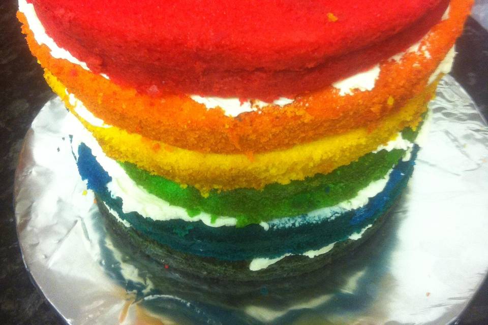 Rainbow cakes before decoratin