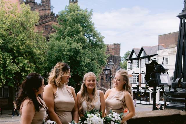 Bride and her bridesmaids