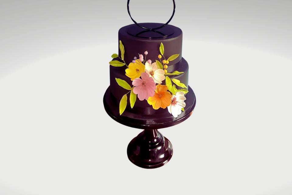 Black 4-tier wedding cake