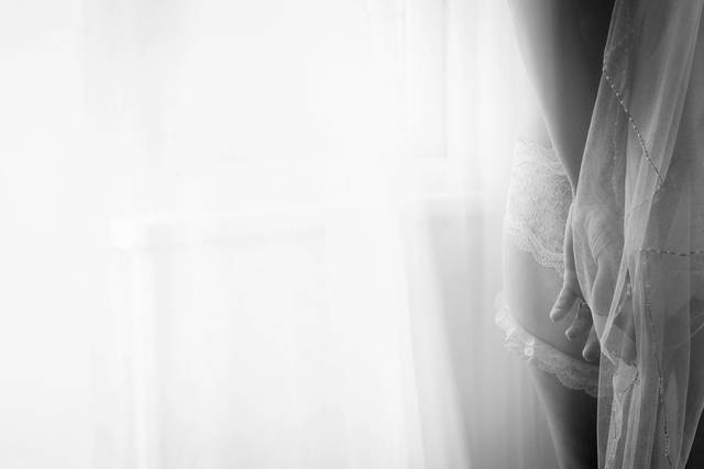 Bridal boudoir with garter