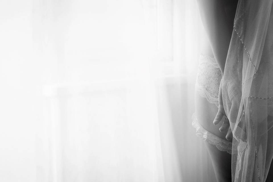 Bridal boudoir with garter