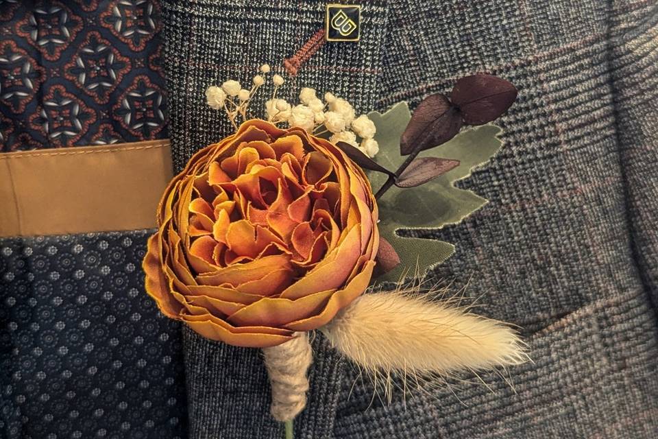 Orange Peony Buttonhole