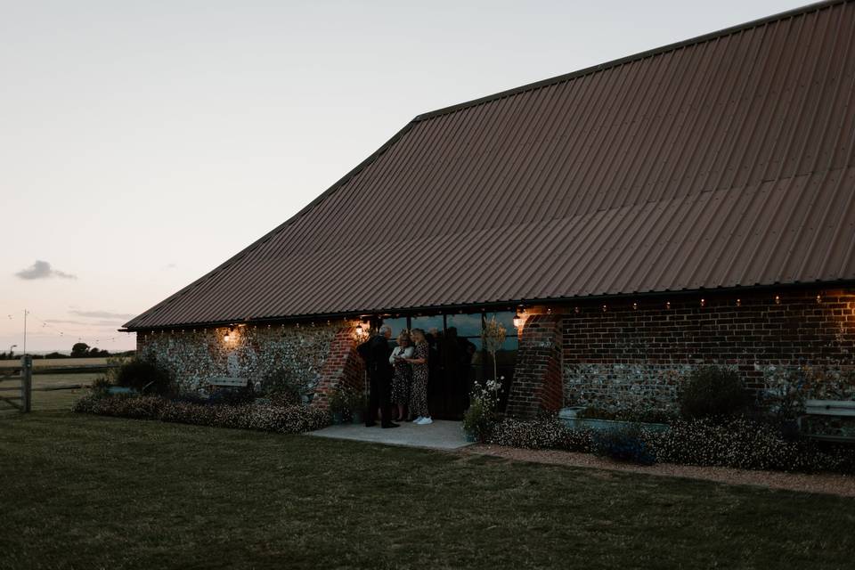 Outside at dusk