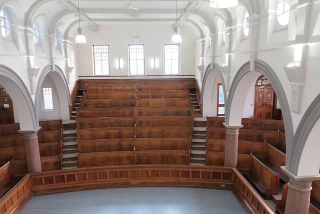The pews from the mezzanine