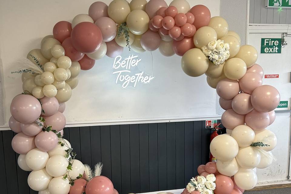 Balloon backdrop with neon