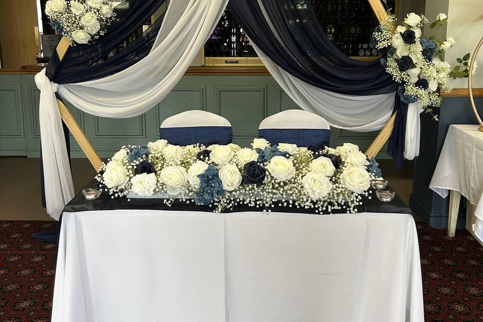 Wooden backdrop decorated