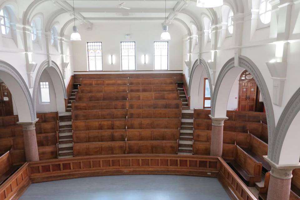The pews from the mezzanine