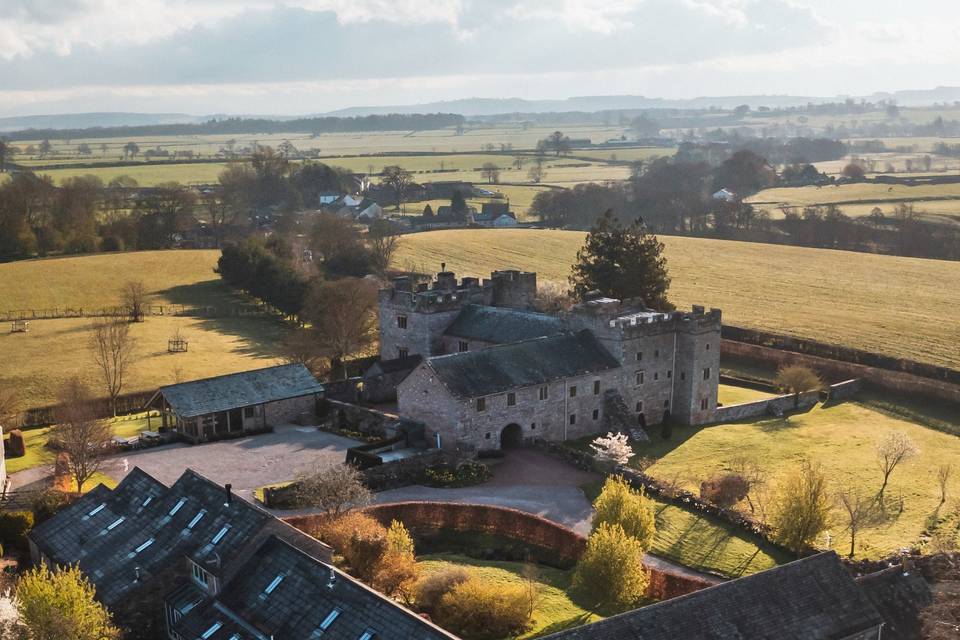 Aerial view of cottages