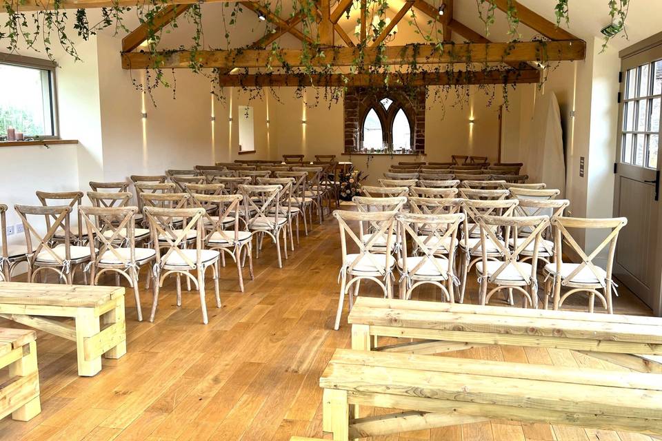Byre with hired in chairs