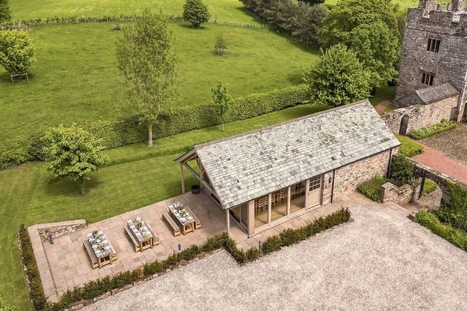 Aerial view of byre and terrac