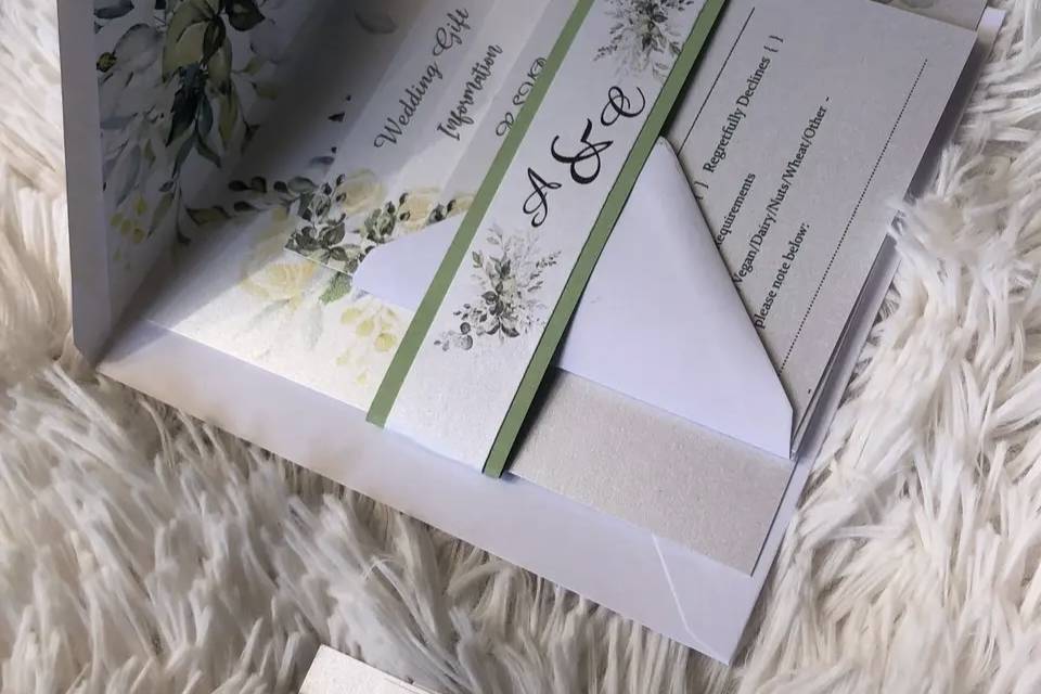 6x6 sage green invitation