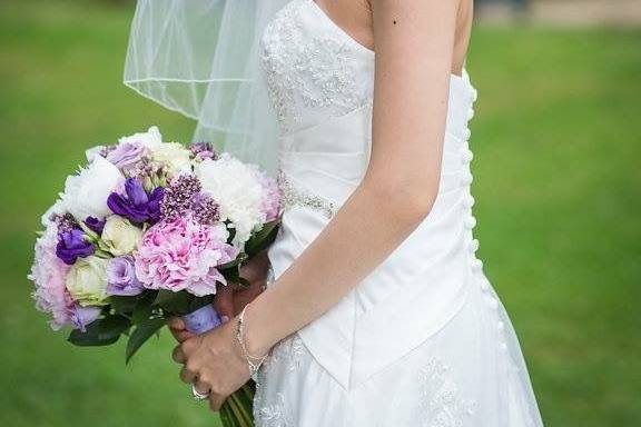 Posing with bouquet