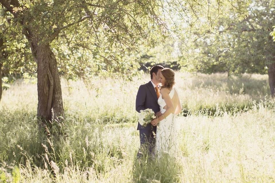 Winton Castle - The wedding couple outdoors