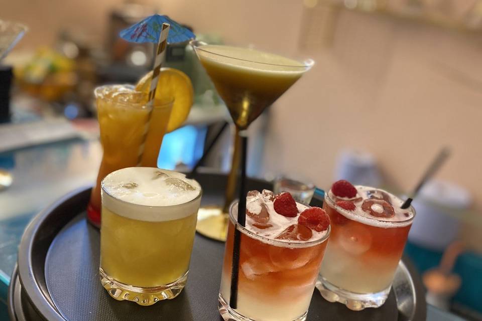 Artfully presented cocktails