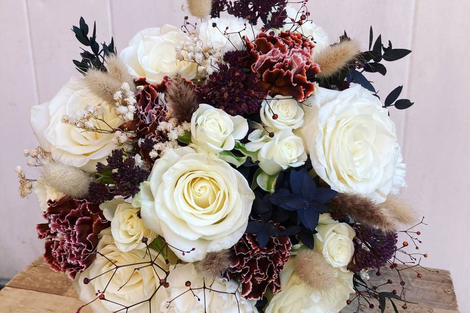 Roses and dried flowers