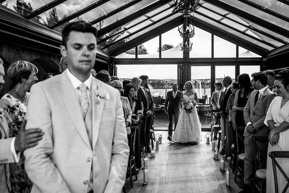 Nervous groom awaits