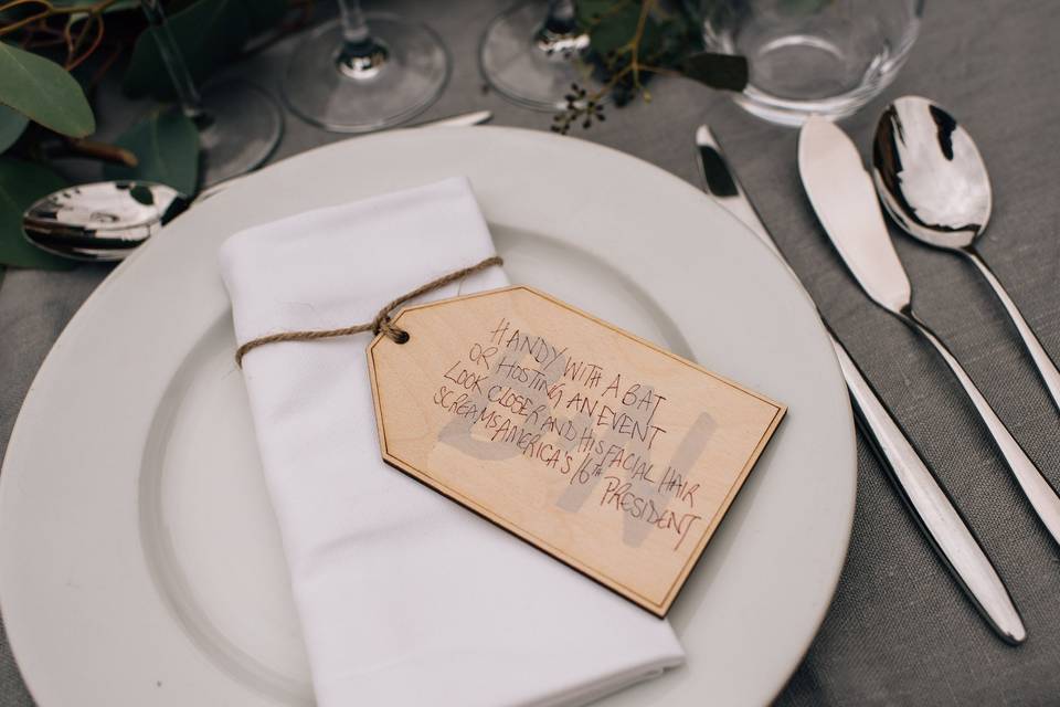 Personalised place card poems