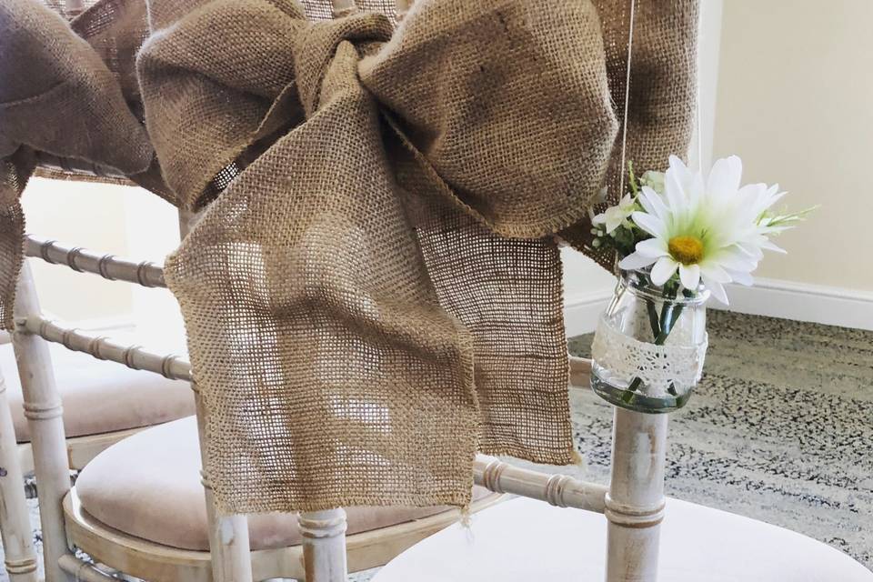 Hessian chair sash