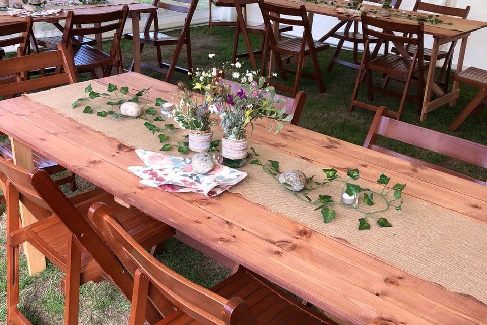 Rustic style tables and chairs