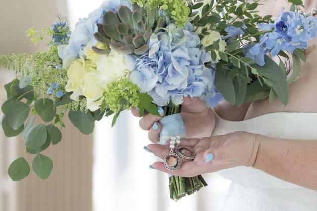 Succulent in a blue bouquet