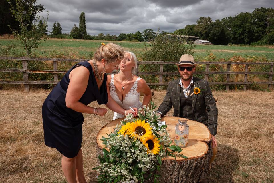 Signing wedding certificate