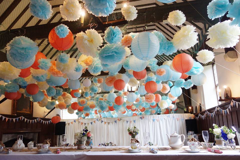 Pom poms and lanterns