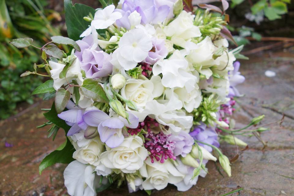 Handtied bouquet of sweet peas