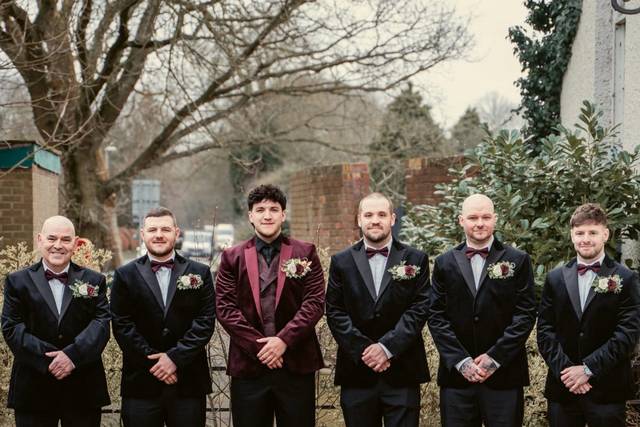 Burgundy cream and gold pocket